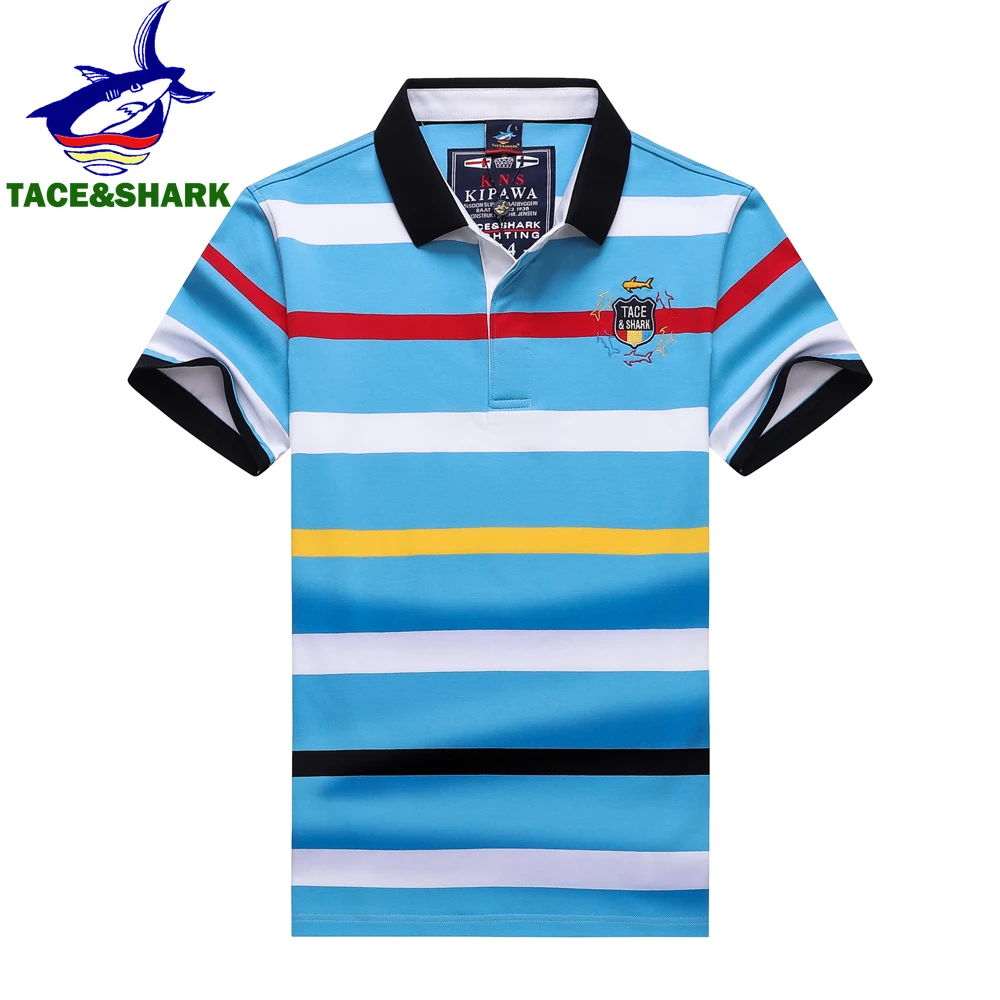 

TACE&SHARK 2026 Summer Fashion Brand Stripes Polo Shirt Camisa Masculina Many Colour Mens Business Polos Shirts Camisa 3XL 4XL