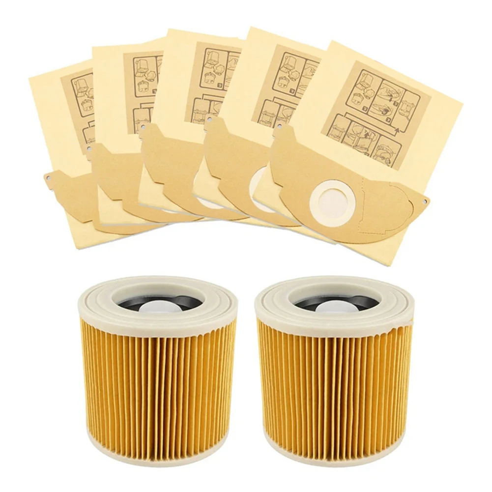 Hepa Filters + Dust Bags for Karcher WD2250 A2004 A2054 MV2 WD2 Vacuum Cleaner Bags Replacement Spare Parts Accessories