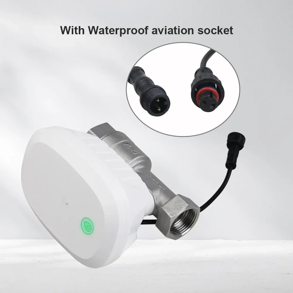 WiFi Smart Life Water Flow Meter Water Leakage Control Solenoid Valve with Temperature Measurement Water Consumption