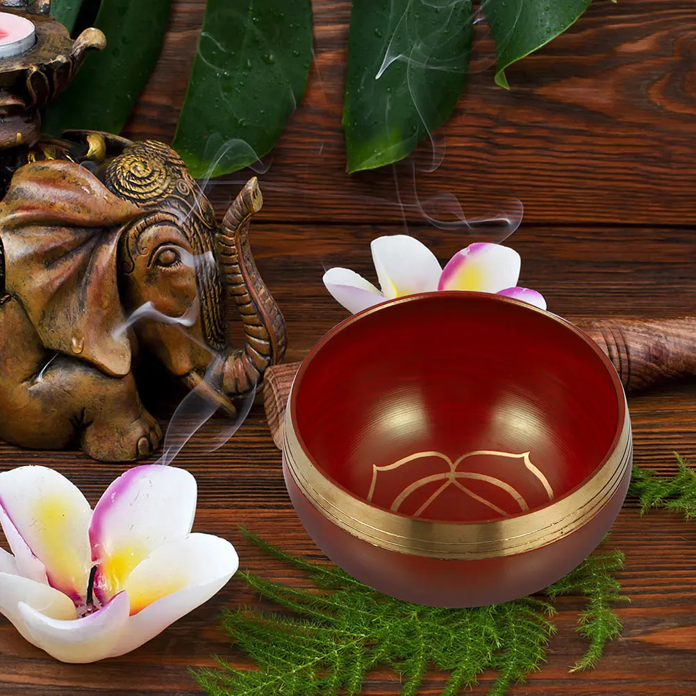 

1 set Copper Craft Singing Bowls Handmade Sound Healing Meditation Bowl Set Wood Rod Lightweight Portable Yoga Home Decor