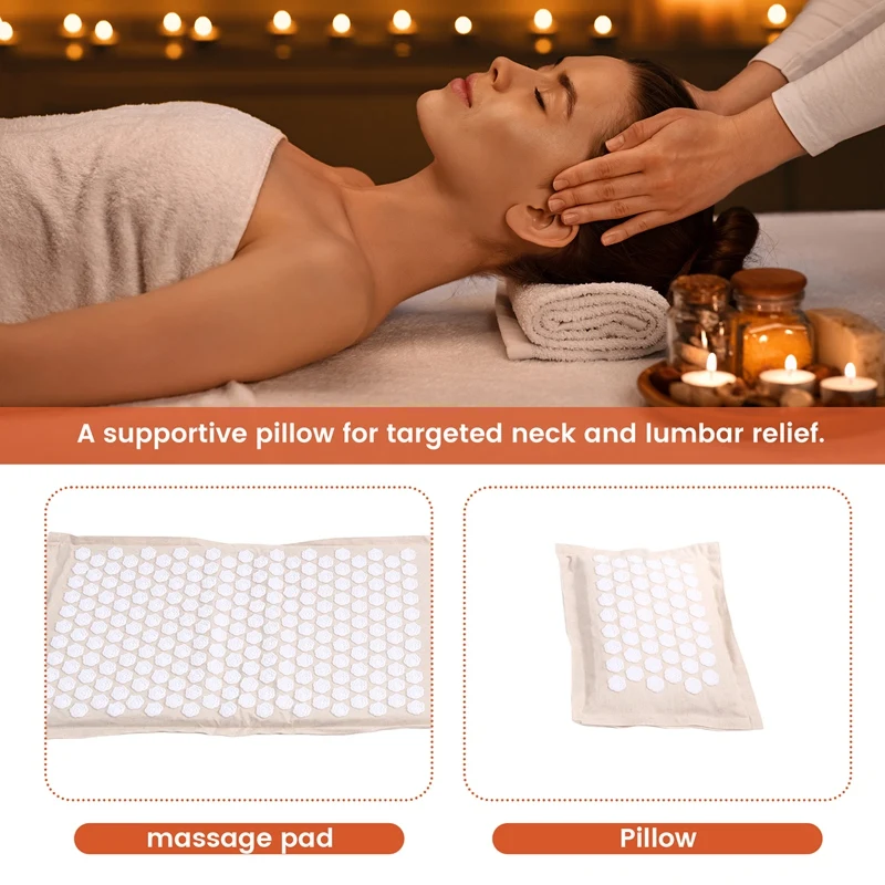 Hot Acupressure Mat และชุดหมอนสําหรับคอ,เท้า, และ Back Pain Relief - เสื่อโยคะจุดความดันสําหรับนวดเนื้อเยื่อลึก