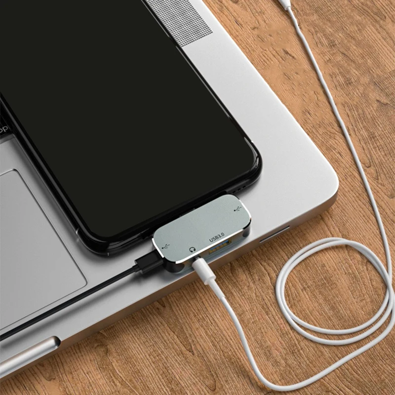 A48R-PC Computer Type-C Extension Hub 5 In 1 3.55Mm Jack PD100W USB3.0/USB3.1 -Compatible USB Extender