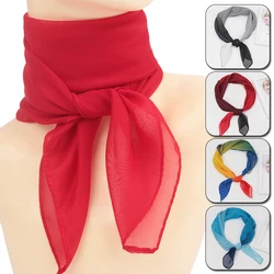 Foulard Carré en Mousseline de Soie Solide 65cm pour Femme, Châle de brev, Gaze, Attache de Cheveux