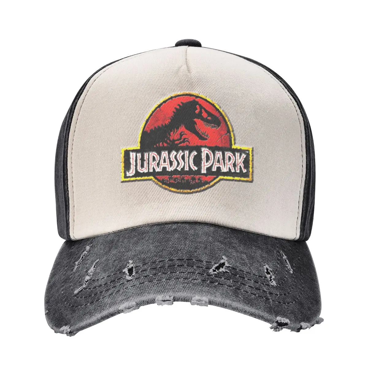 الجوراسي بارك ستون شعار قبعة بيسبول خمر الدنيم المتعثرة أغطية الرأس للجنسين في الهواء الطلق الصيف قبعات قابلة للتعديل قبعة #1