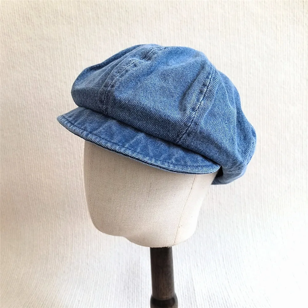 Octagonal Hat Jeans Women Newsboy Cap Beret Denim Painter Accessory For Spring Autumn Outdoor Holiday Casual