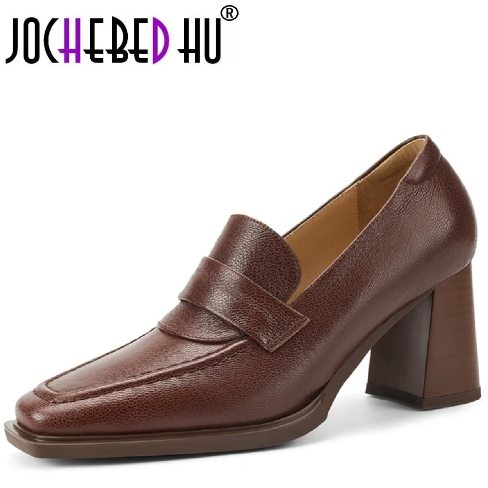 

【JOCHEBED HU】Женские лоферы ручной работы из натуральной кожи, удобные, для офиса, повседневные, для улицы, в старинном стиле, размеры 34-40