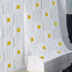 1-10Pcs 70cmx70cm Large size 3D Tile Brick Wall Sticker Self-adhesive Foam Panel Wallpaper Bed Room Home Decoration Waterproof