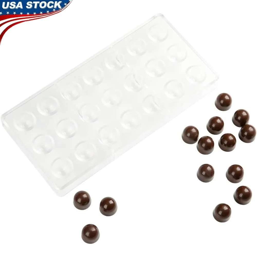 

Half Sphere Chocolate Mold 21 Compartment Clear Polycarbonate Freezer-Safe Candy Mold Desserts and Sweets Making