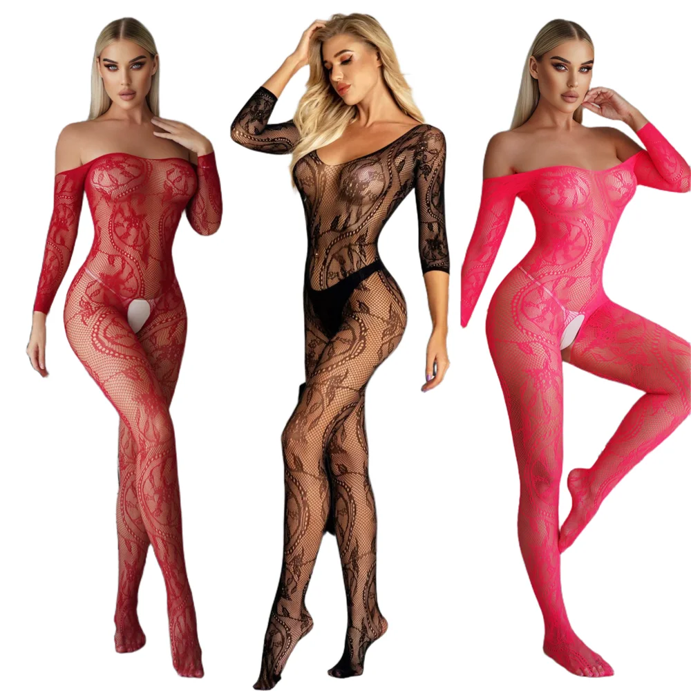

Fishnet Hot Sexy Lingerie Female Exotic Crotchless Bodystocking Erotic Costume Mesh Transparent Honeymoon Outfits Nightwear