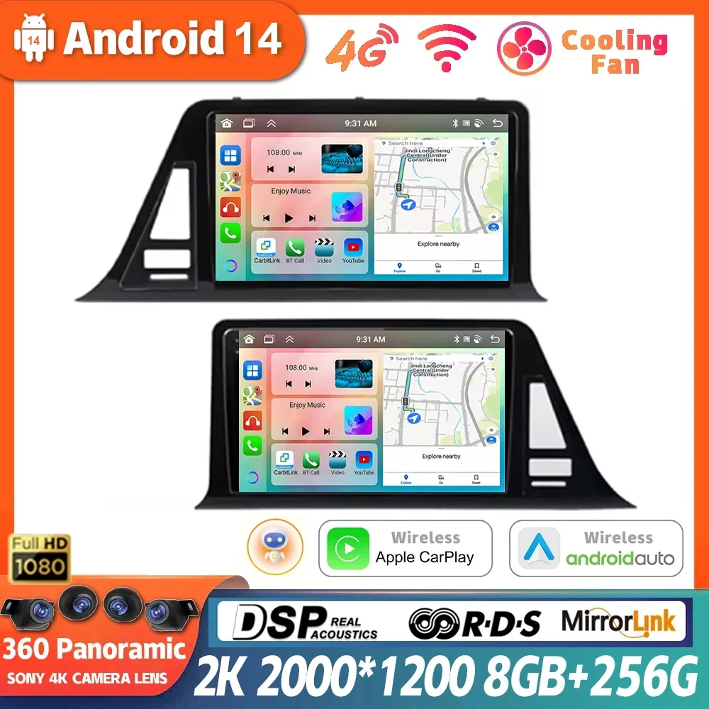 Android 14 For Toyota CHR C-HR 2016 2017 2018 2019 Navi GPS Multimedia Video Player Auto Stereo Carplay Car Radio 360 Camera BT