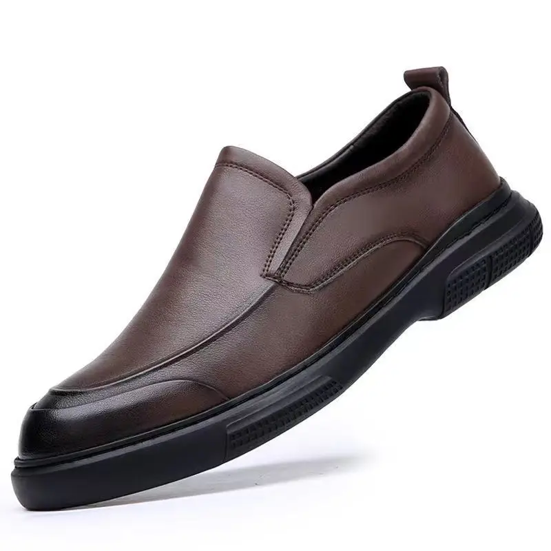 New Genuine Leather Shoes Men Oxfords Slip-on Soft Cow Leather Mens Casual Shoes Flat Brand Male Footwear Black Brown DX208