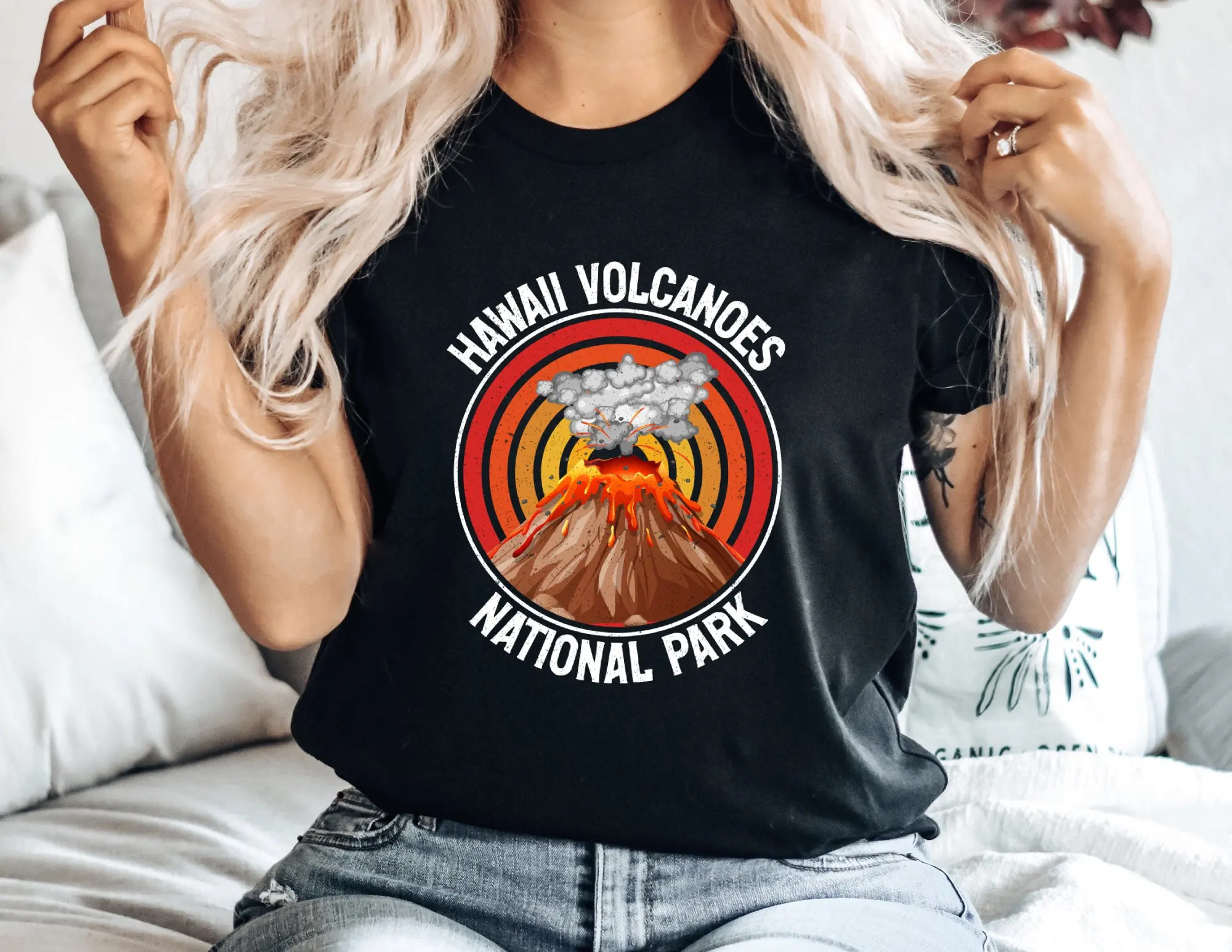 National Park T Shirt Hawaii Volcanoes Vacation Hiking Hiker Camping Nature Volcano