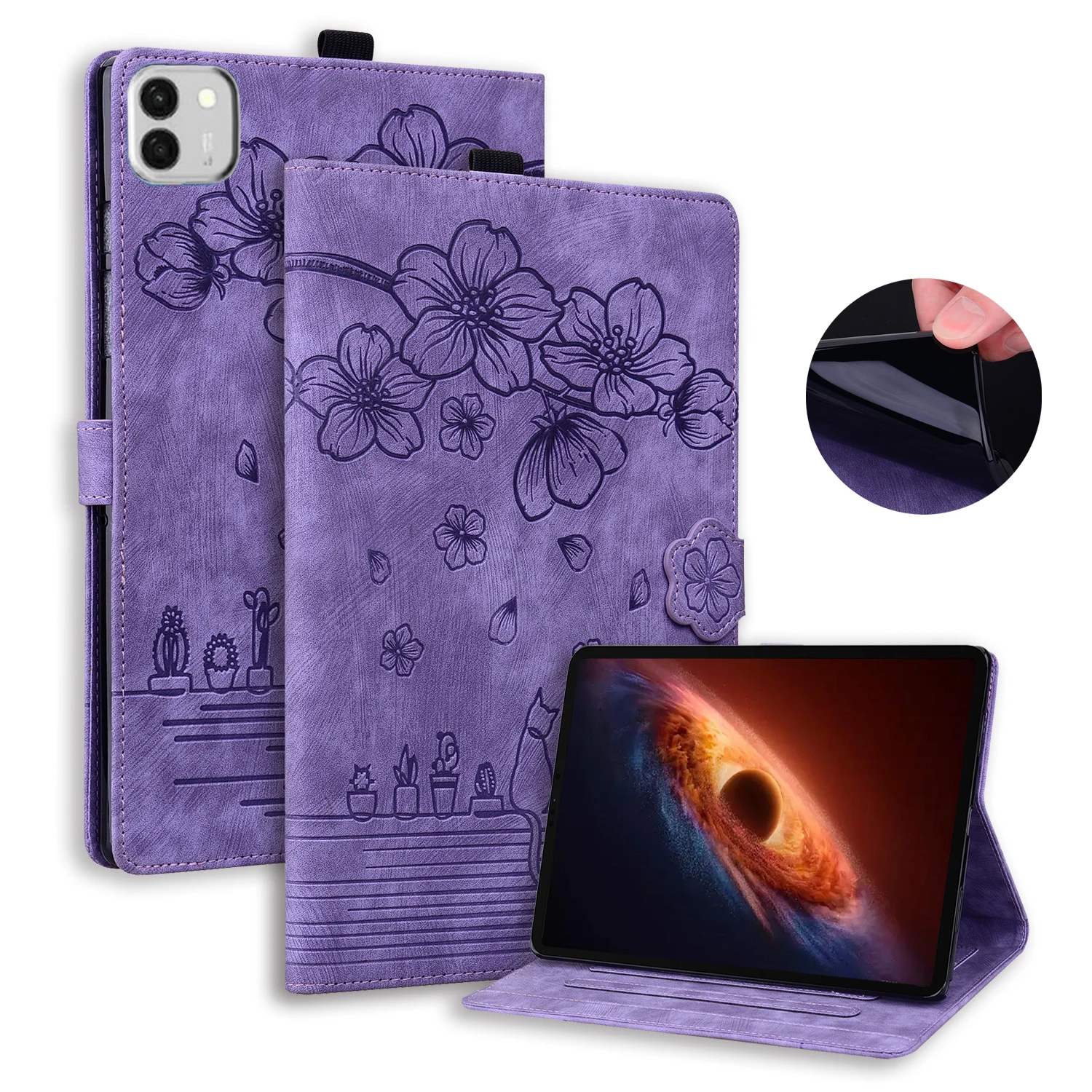 

Чехол-кошелек для Honor Magic Pad 4, 12.3 дюйма, 2026 года, из тисненой искусственной кожи с внутренней подставкой из ТПУ