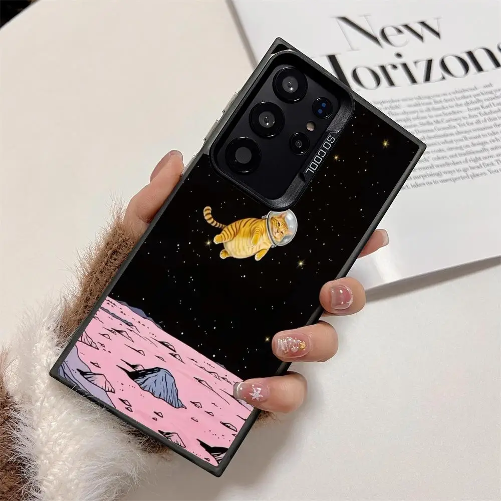 

Astronaut kitten case for Galaxy S25 S24 S23 S22 S21 S20 Ultra/ FE/Plus shock-proof rear cover anti-fingerprint