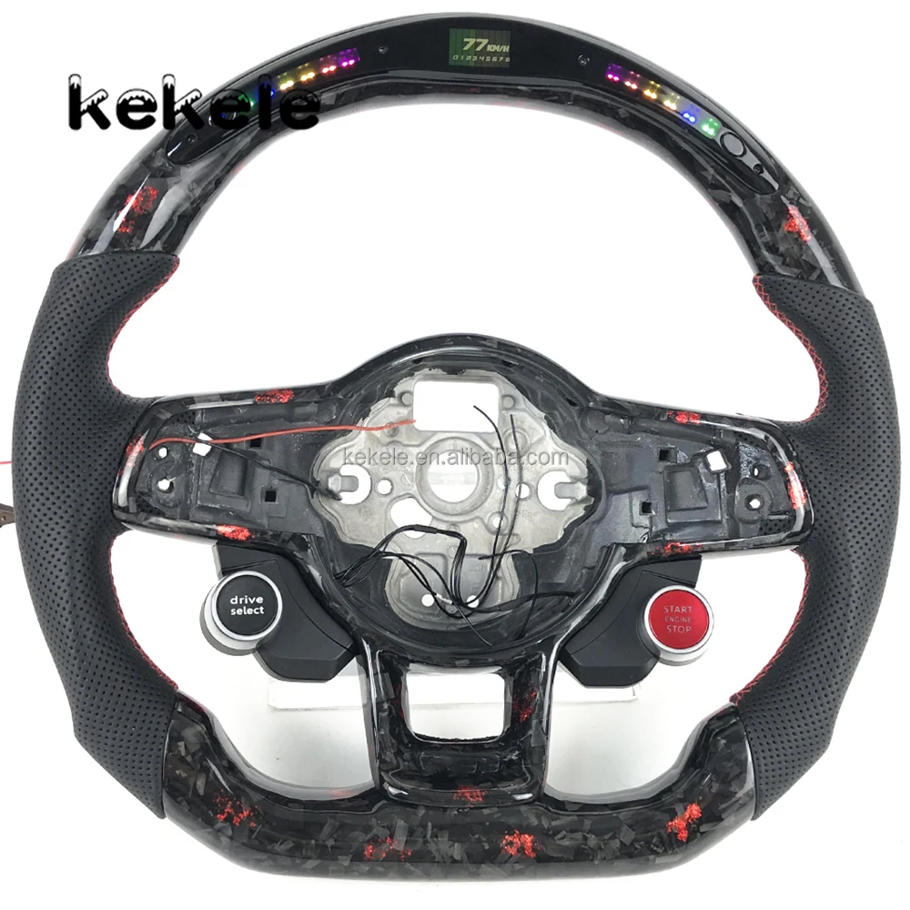 For Volkswagen Golf GTI MK7  Intelligent LED Display R Forged Carbon Fiber Steering Wheel Multi-Function Buttons Customization