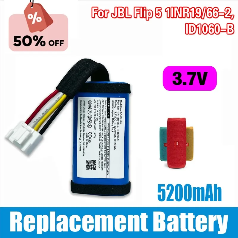 

Replacement battery For JBL 1INR19/66-2, ID1060-B Flip 5, JBLFLIP5WHTAM speaker lithium battery