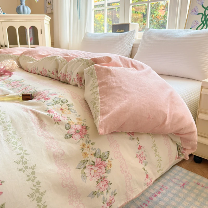100% Cotton Duvet Cover - Floral Printed Design, Luxury Pre-Washed Finish, Single Duvet Cover for Bedroom - Easy Care