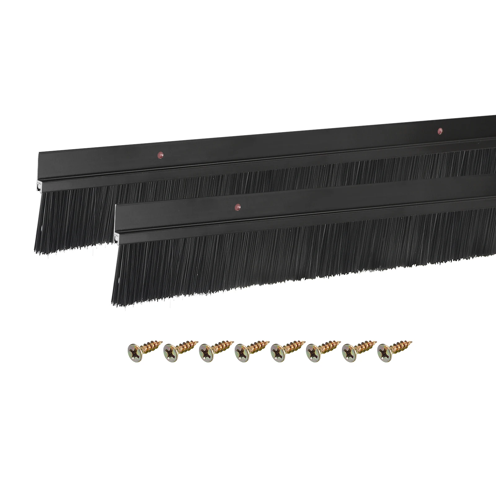 2Pcs Door Brush Bottom Sweep H-Shape Aluminum Alloy Base with Nylon Brush for Home Industrial