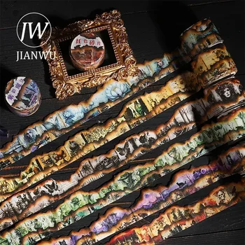 Jianwu 30มม. * 200ซม. ชุดร่องรอยมายากลวินเทจรูปไฟภูมิทัศน์วัสดุคอลลาร์วาชิเทปเครื่องเขียนบันทึกสร้างสรรค์
