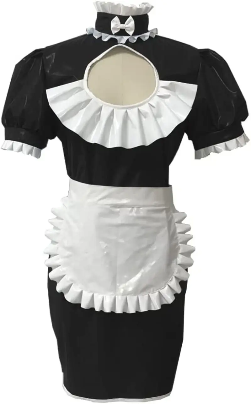 Sissy  Dress PVC Shiny Oversized Anime Cosplay French Maid Costume Mens  Maid Clothes Femme Halloween Costumes