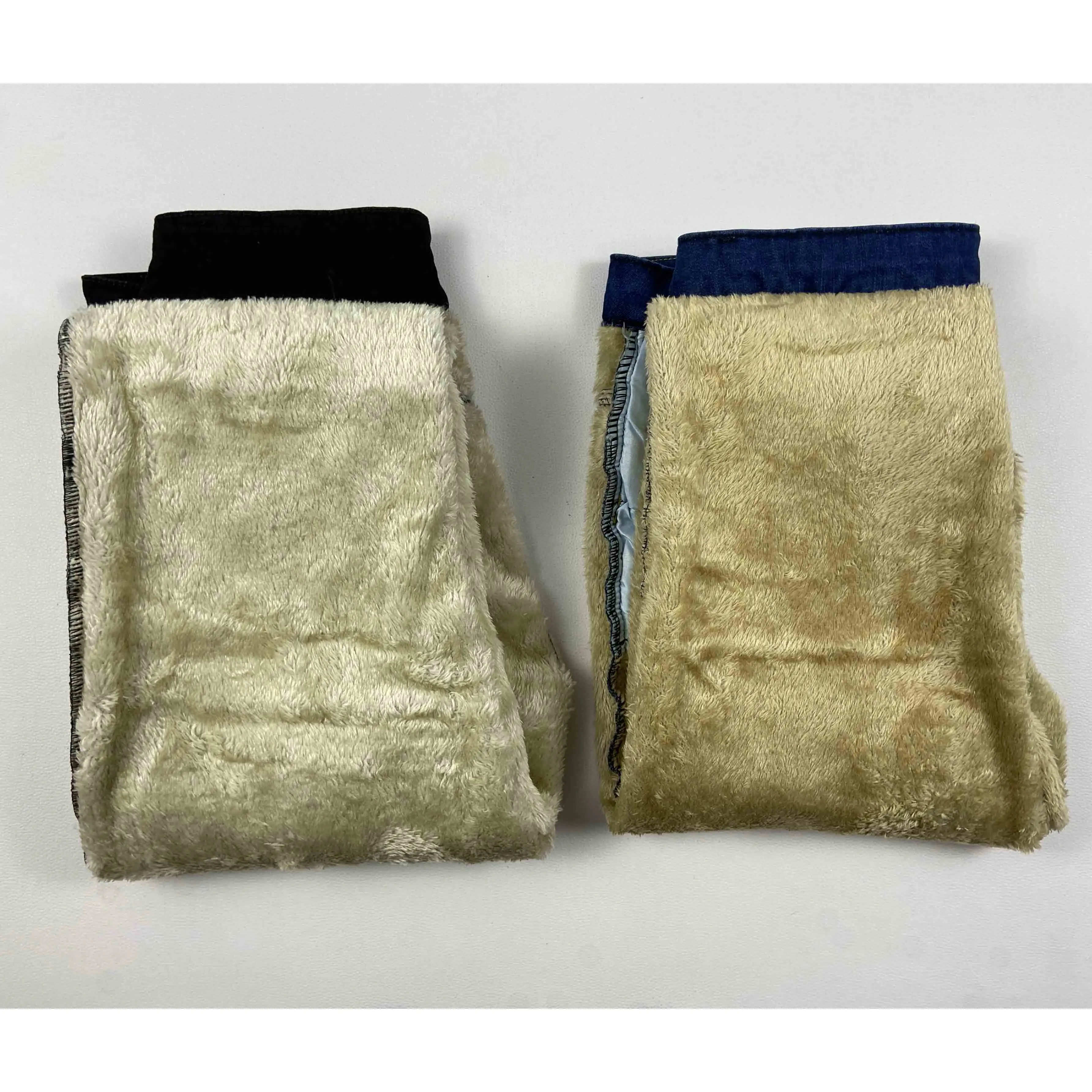 Pantalones Vaqueros de tubo de lana de cordero para mujer, pantalones de mezclilla ajustados forrados de lana, cintura alta, elásticos, gruesos,