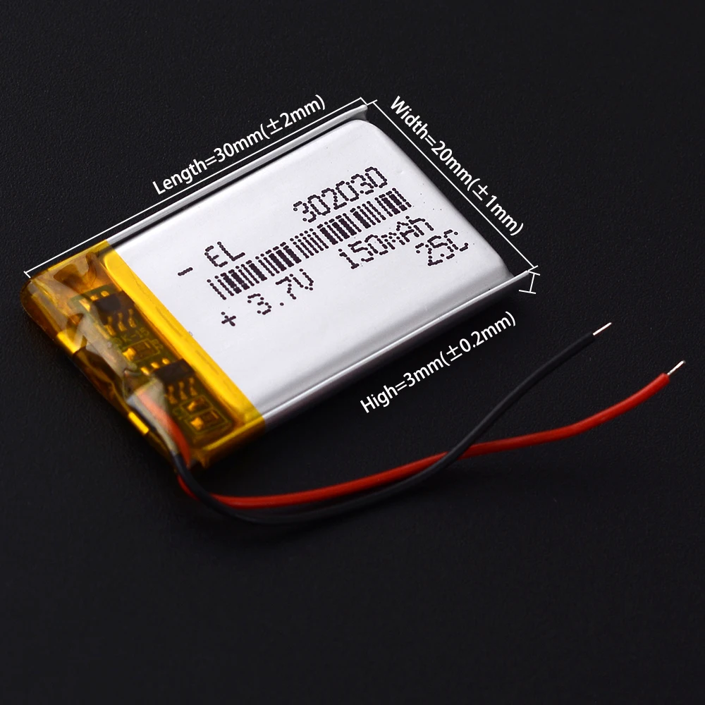 JST1.0 2P JST1.5 3Pin 302030 3.7V 150mAh Baterai Lipo Baterai Polimer Lithium Isi Ulang