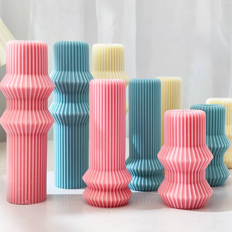 Original European aristocratic striped pillar candle mold, Roman pillar striped pillar DIY handmade decorative mold