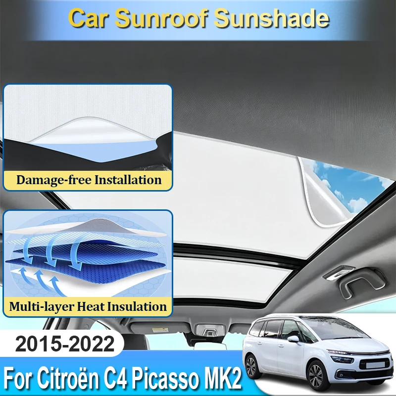 

Солнцезащитный экран для люка автомобиля Citroen C4 Grand Picasso 2015-2024, 2019 года, с электроадсорбционным креплением, для изоляции от солнца