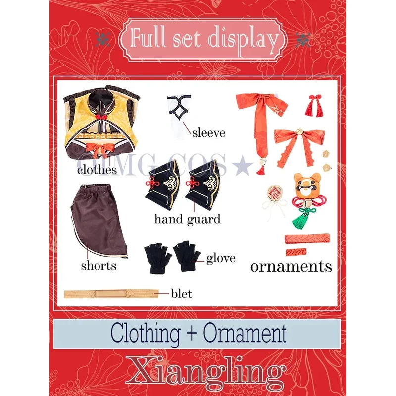 

AAA 2025 Genshin Impact Xiangling Косплей Костюм Униформа Парик Аниме Костюмы на Хэллоуин для Женщин Игра