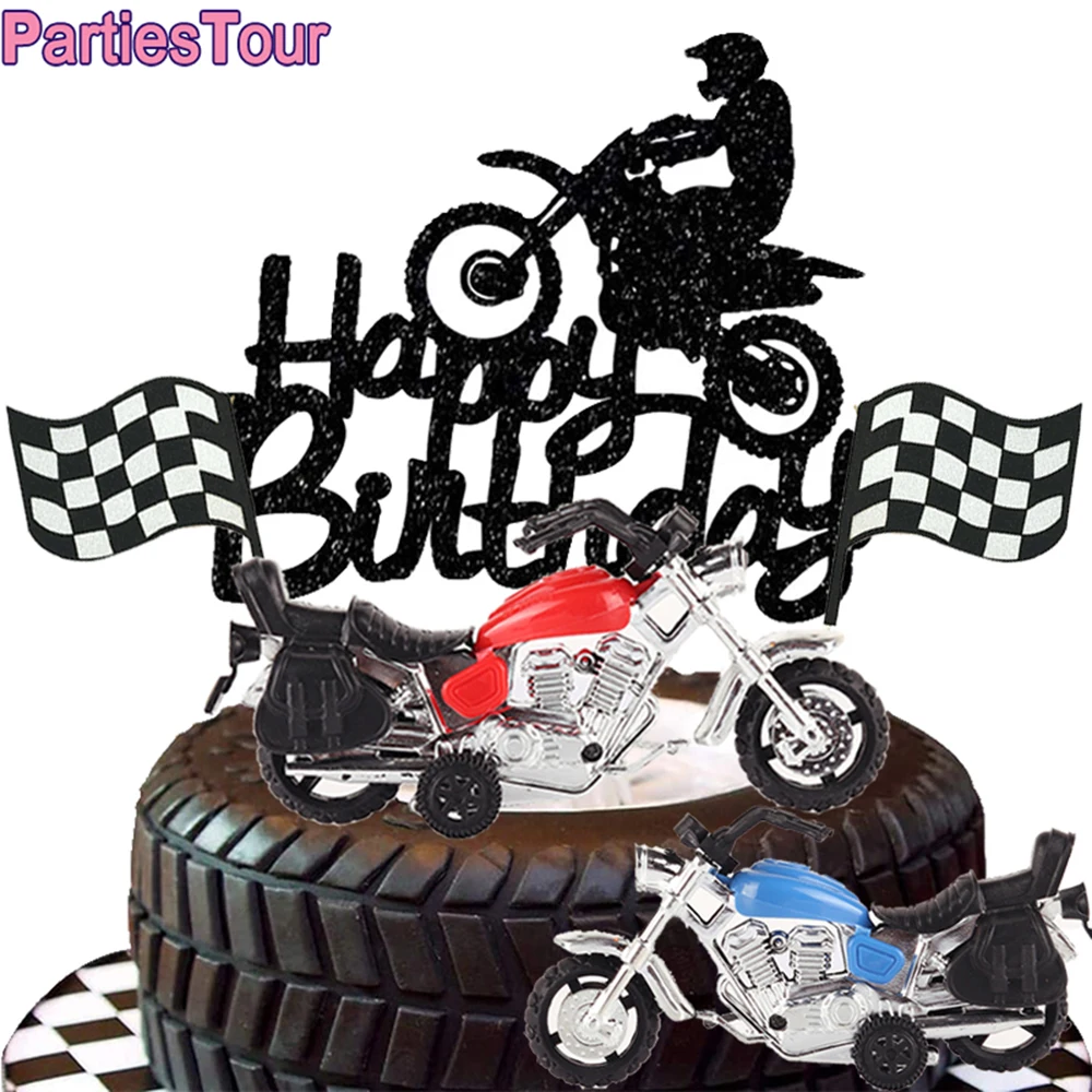 Motorrad-Modell-Kuchenaufsatz, Motorrad-Thema, Kinderparty-Dekoration, Picks „Happy Birthday“-Kuchenaufsatz für die Geburtstagsdekoration Ihres Jungen und Mannes – Detail 10