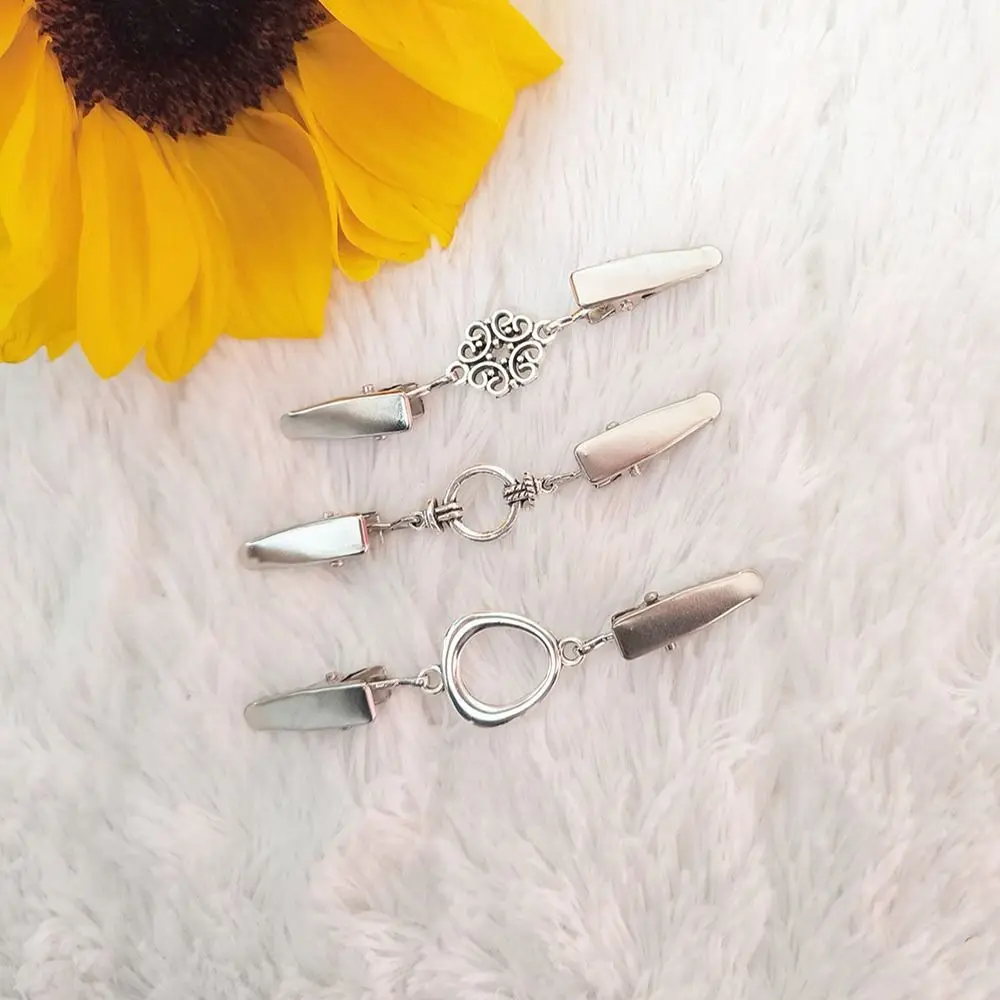 للجنسين سبيكة سترة كليب مكافحة زلة مشبك طوق كليب هندسية شال كليب الرجال