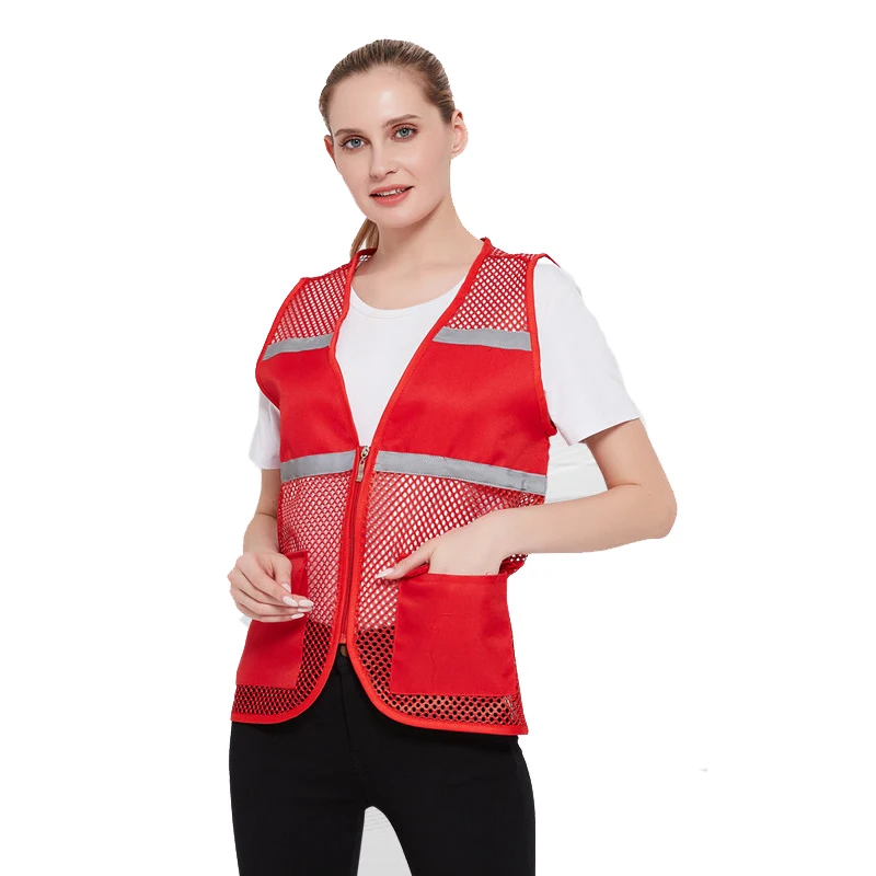 Mesh Men Reflective Vest Solid Color Pocket Volunteer Universal Vest Boys Big Size 4XL Gilet