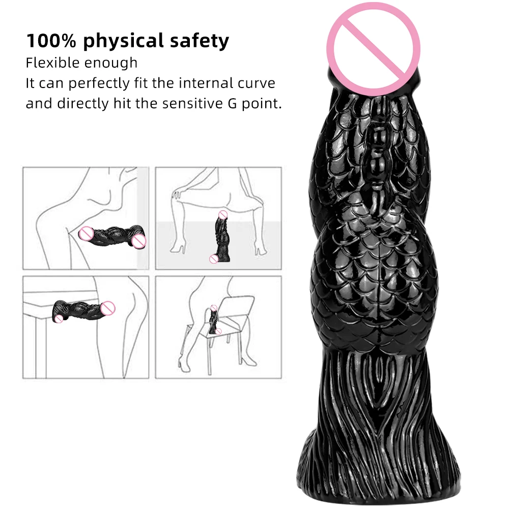 37*9.5CM Huge Black Monster Dildo Realistic Animal Penis Soft Anal Toys for Gay Men with Suction Cup Big Dick 18+ Adult Sex Toys