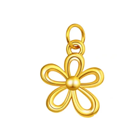 

new arrival 24k pure gold gesar flower pendant 999 real gold gesang flower fien gold charms