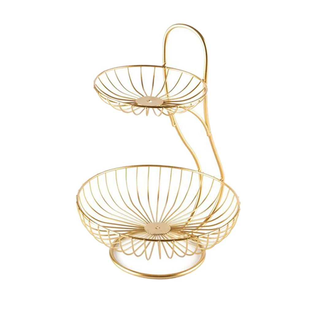 2/3 Tier Fruit Basket Metal Wire Bread Holder Vegetable Baskets for Countertop Multi-Layer Wire Fruit Holder Display Tray Plate