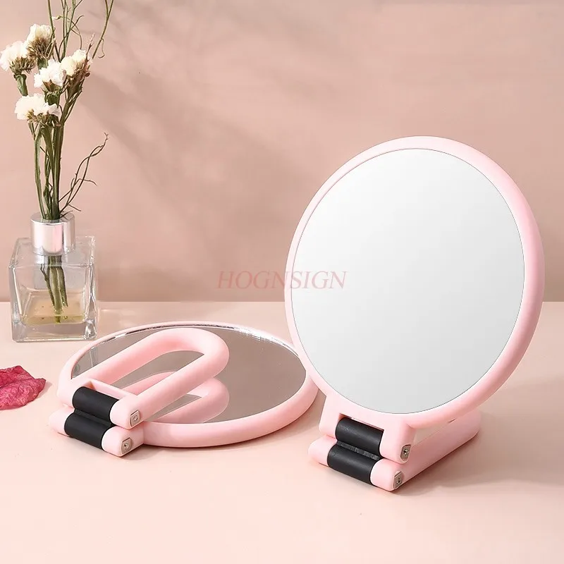 Makeup mirror, double-sided small mirror, desktop magnifying glass, hanging type, portable, foldable mirror