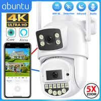 ABUNTU 8MP 4K Dual Lens Dual Screens Wifi Camera HD ICSEE Outdoor Surveillance Camera Human Detection Night Vision Security CAM