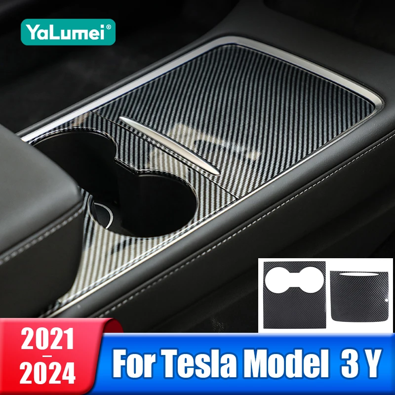 

Stainless Steel Car Gear Shift Panel Water Cup Protect Cover For Tesla Model Y Model 3 2021 2022 2023 2024 Accessories