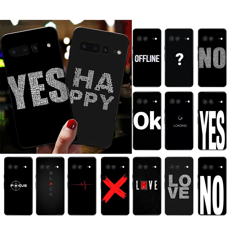 

For Google Pixel 10 9 Pro XL Silicone Phone Soft Case For Google Pixel 9A 8A 7A 6A 5 Cover Shell Yes No Love Happy ok Focus