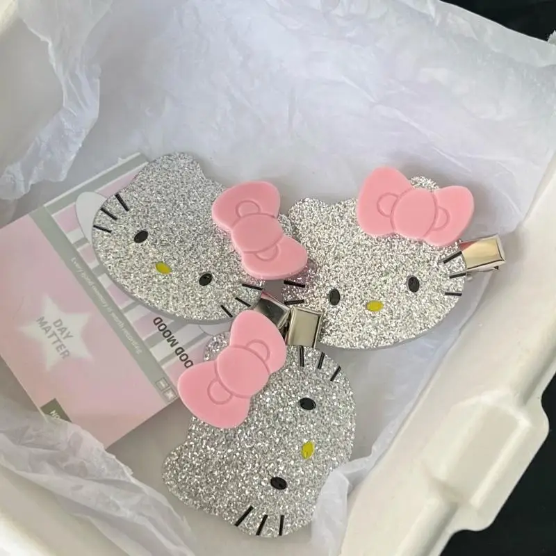 Hello Kitty Sanrio boneka lucu kartun lucu lucu boneka berkilau Kt Y2K klip rambut mainan Anime mewah untuk anak perempuan mainan anak-anak hadiah ulang tahun