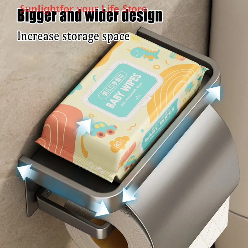 

Aluminum Wall Mounted Tissue Holder Drill Free Bathroom Rack Kitchen Tissue Roll Paper Rack