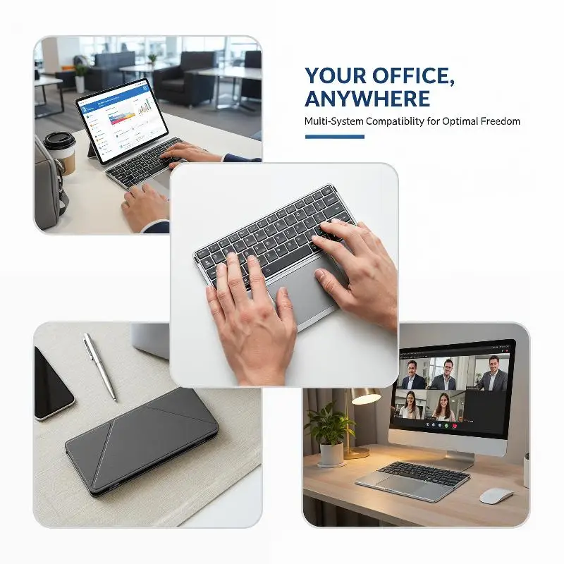 [W] Foldable Bluetooth 5 0 Keyboard Multifunctional With Touchpad And Phone Holder For Phones Tablets PC