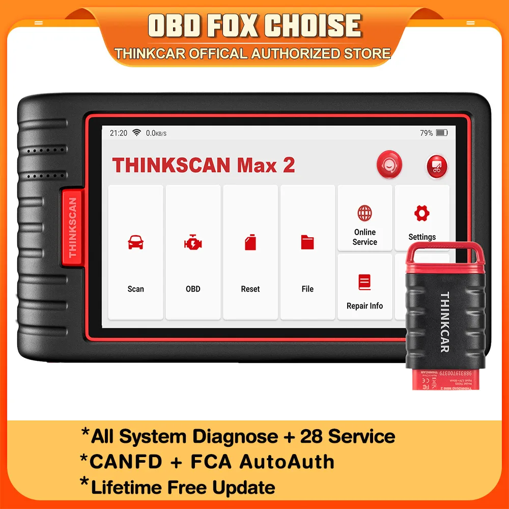 THINKCAR ThinkScan Max 2 Diagnostic Tools Full system Support CANFD For GM 2023 AF DPF IMMO 28 Reset ECU Coding OBD2 Scanner