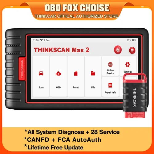 THINKCAR ThinkScan Max 2 Outils de diagnostic Système complet Soutenir CANFD Pour GM 2023 AF DPF IMMO 28 Réinitialiser Codage de l'ECU Analyseur OBD2 outils de diagnostic auto valise diagnostique automobile