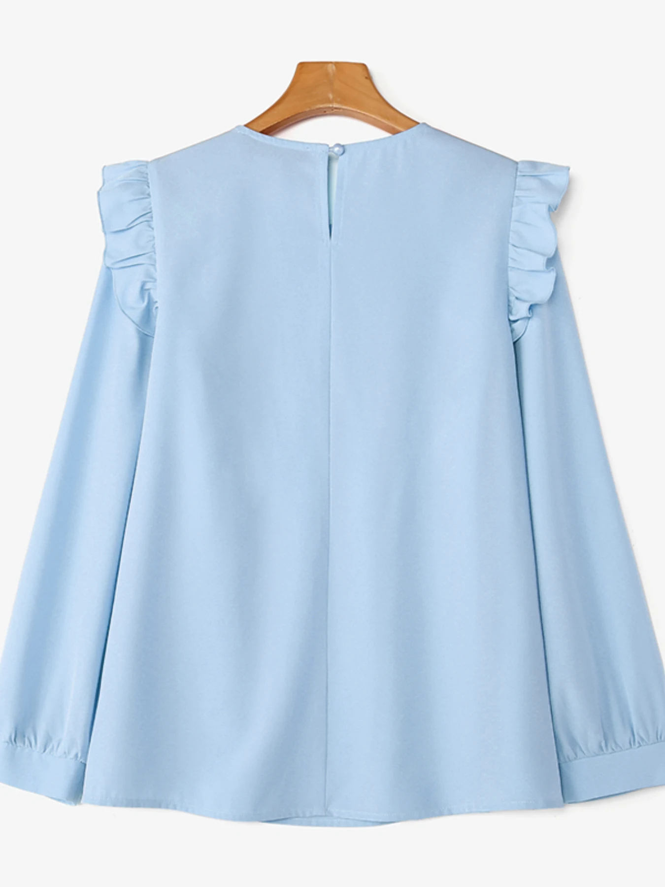 ZANZEA, Blusas de moda de otoño para mujer, Blusas informales de manga larga con volantes, Tops de Color sólido, túnicas holgadas elegantes con cuello redondo para mujer