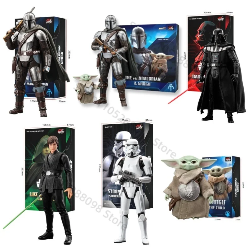 

New Anime Din Djarin The Mandalorians Figure Grogus Luke Stormtroopers Skywalkers Darths Vader Action Figure Model Toy Fans Gift