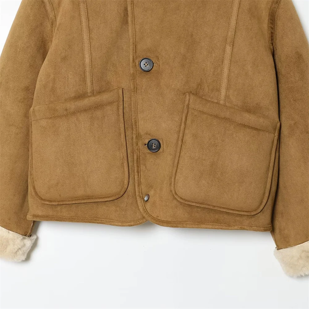 الخريف الملابس النسائية الجديدة التصميم الفرنسي عارضة الوقوف طوق بأكمام طويلة واحدة الصدر الوجهين سترة سترة سترة #5