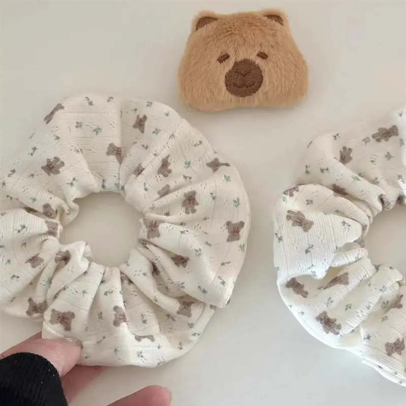 

Adorable Bear Floral Plaid Hair Accories Women's Simple Vintage Large Hair Ties Faionable Hair Ba New Arrival