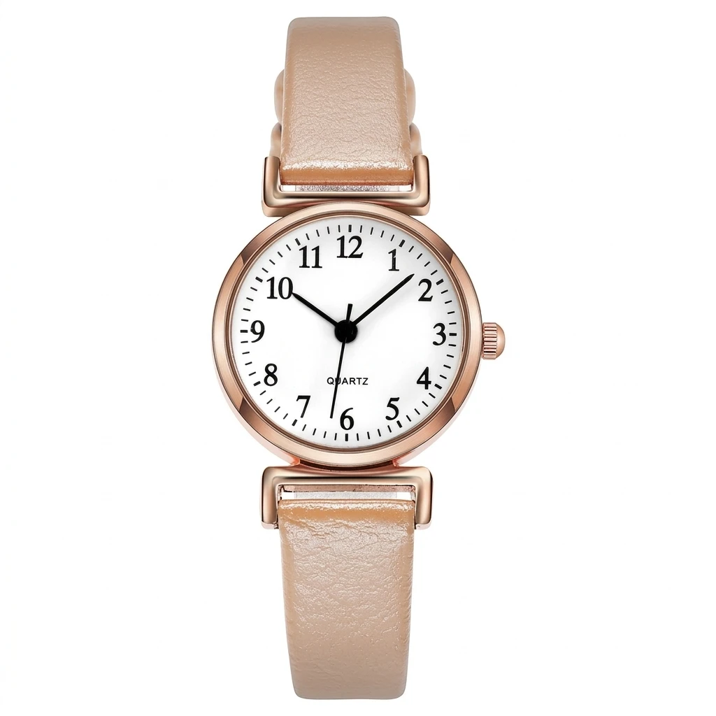 1pc Quartz Wristwatch Faux Leather Strap for School Daily Work Minimalist Women's Watch Waterproof Durable Lightweight
