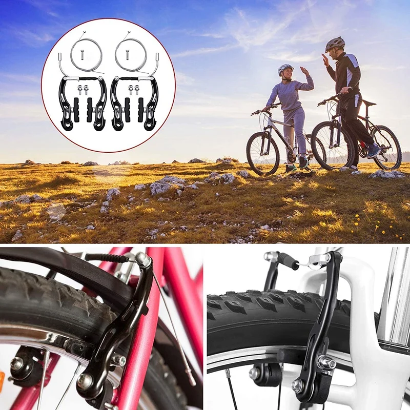 

NEW HOT In Stock-2 Pairs Bike Brakes Set Bike Brakes Mountain Bike Replacement For Most Bicycle And 2 Mountain Bike Brake Cables